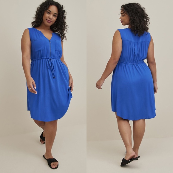 torrid Dresses & Skirts - NWT Torrid 6 Blue Mini Textured Rayon Shirt Dress; Plus Size Women's 6X, 30, 30W